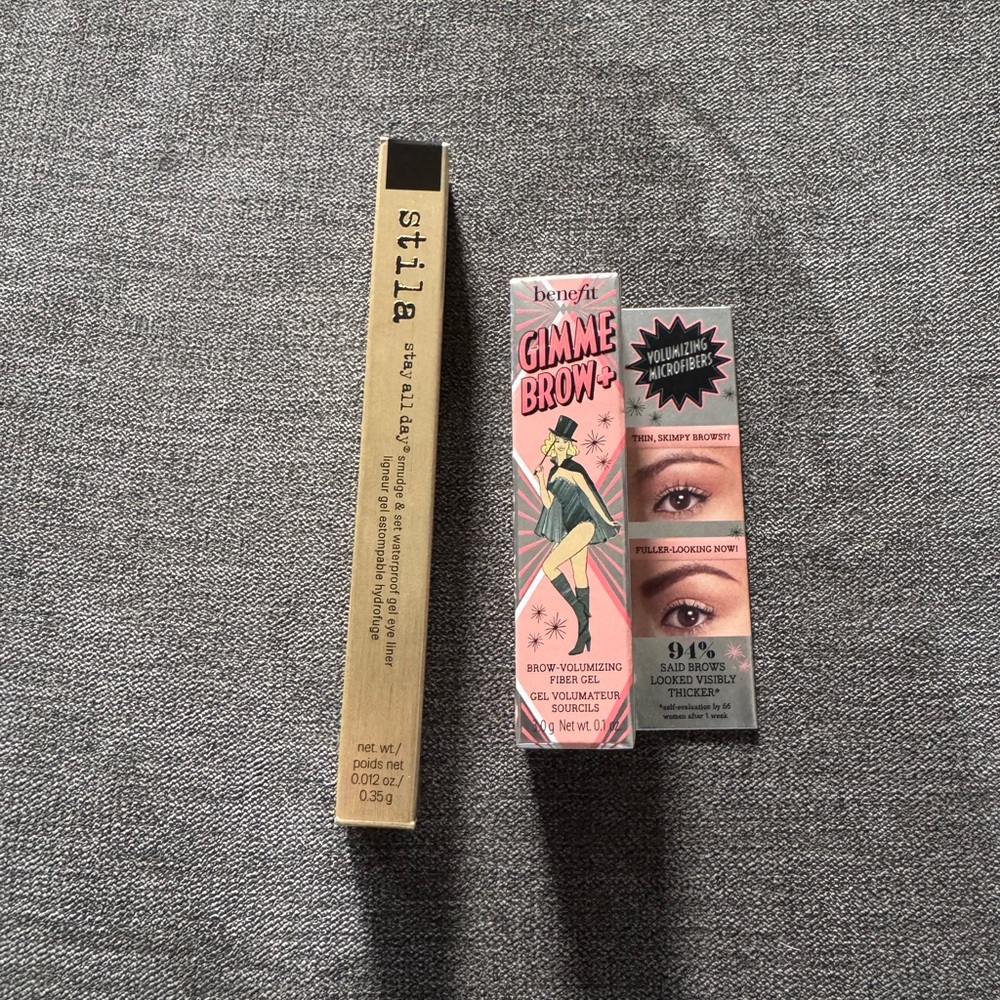 Benefit Gimme Brow+ and Stila gel eyeliner